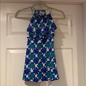 Banana Republic printed tank with ruffle trim